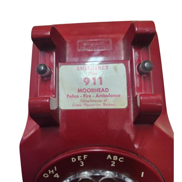 Vintage 1984 Bell System Western Electric 500 DM Cherry Red Rotary Dial Phone - Picture 6 of 12